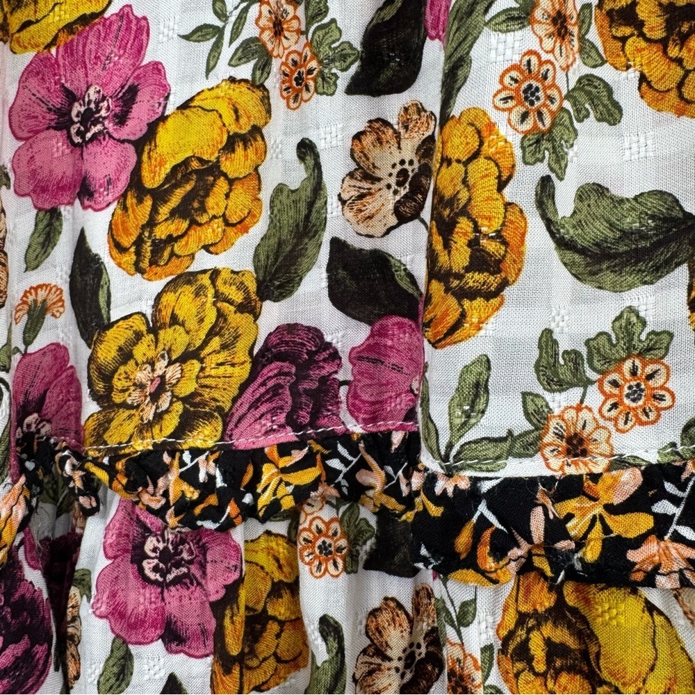 Jane + Delancey Floral Ruffle Long Sleeve Blouse Top - Size M - Boho Cottagecore - Picture 6 of 14